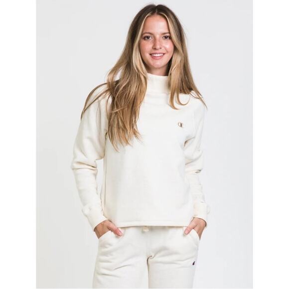 Champion powerblend mock neck Cream /gold Sweatshirt size M - Picture 1 of 7